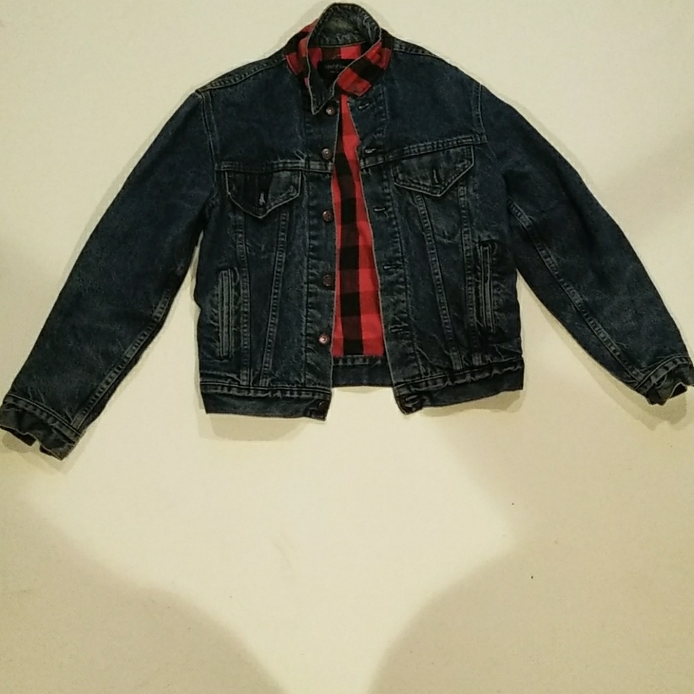 Vintage unisex denim & plaid jacket